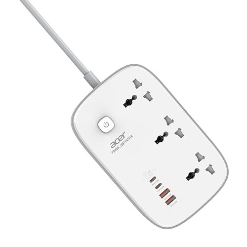 Acer PowerHub Core GaN | 3 AC Outlets + 4 USB Ports (2 Type-C GaN PD 65W + 2 Type-A) Compact Desktop Power Strip