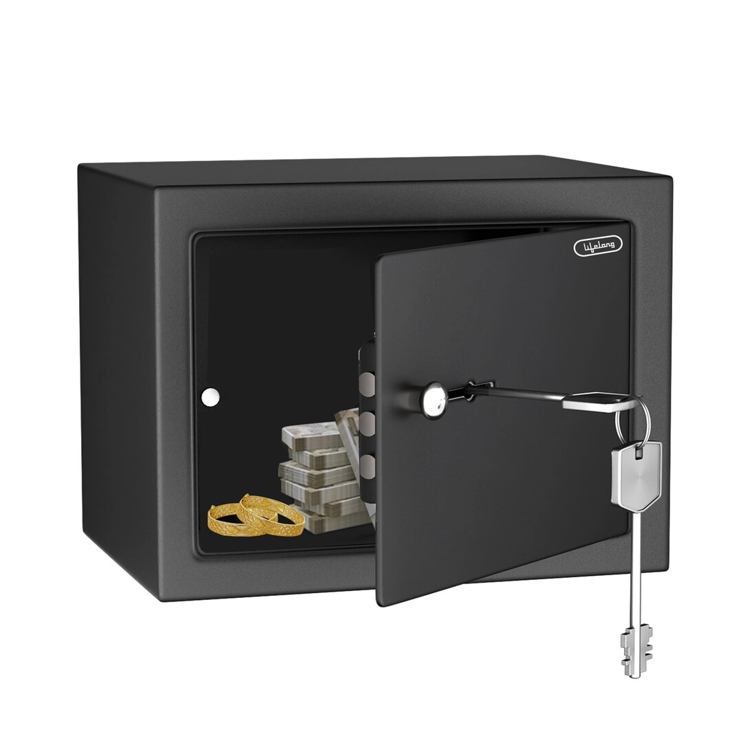 Zepto - Lifelong Llhsm01 8.6 L Home Safe Mechanical Locker - 0.3 Cubic ft - Black
