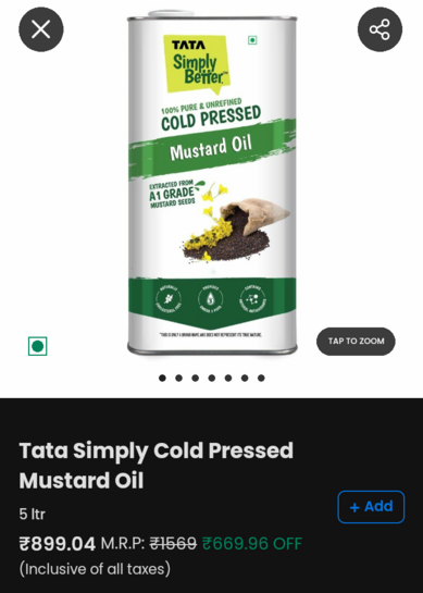 Milkbasket - Tata Simply Better Cold Pressed Mustard Oil 5L
