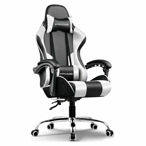 [SBI CC] GTPLAYER Ergonomic Gaming Chair – PU Leather, Lumbar & Neck Support (White)