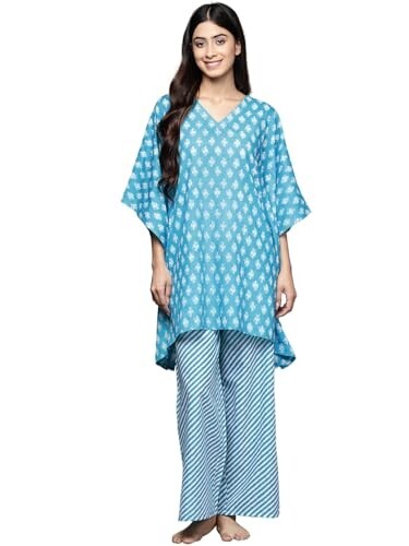 Libas Womens Printed Cotton Night Suit Set for Women