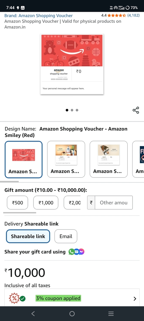 Amazon shopping voucher 3% off (upto 8%)