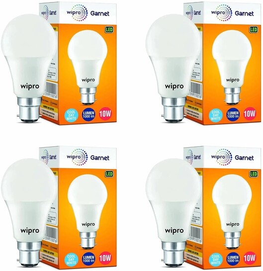 WIPRO 10 W Basic Standard B22 LED Bulb (White, Pack of 4)