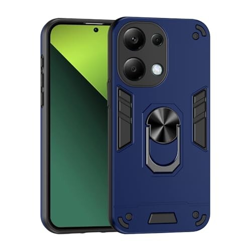 amazon basics Kickstand Mobile Cover (360° Rotating Ring Holder) for Mi Redmi Note 13 Pro 5G (Blue)