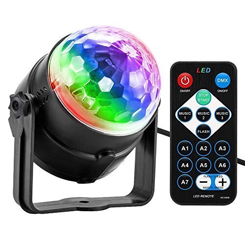 Disco Ball, Disco Lights Party Light Sound Activated Party Lights with Remote Control, 7 Color Modes Strobe Light for Home Room Dance Birthday DJ Bar Karaoke Xmas Wedding