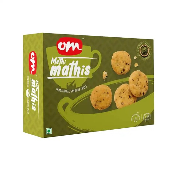 Zepto : OM Sweets & Snacks Methi Mathis 300 g  (Location Specific)