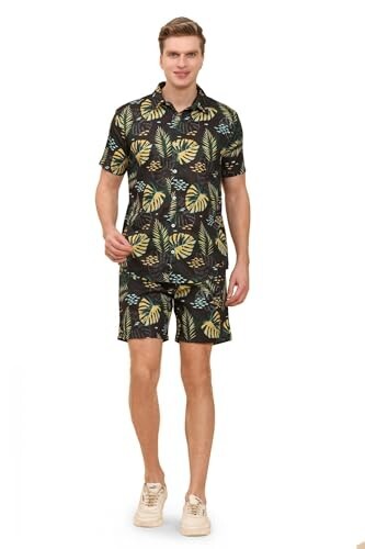ENCIGER Mens Printed Casual Shirts and Shorts Set Button Down Co-ord Set