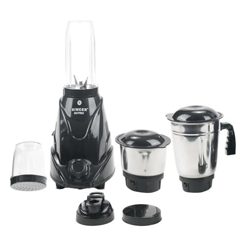 SINGER Nutrio Mixer Grinder with 4 Jars | 500-watt | 3 speed Control with Incher | Black