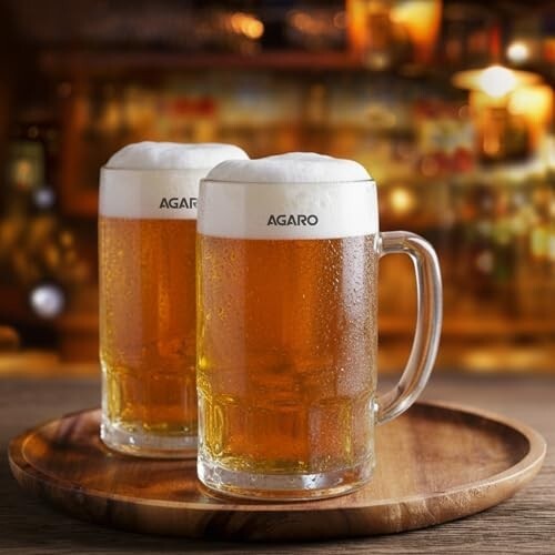 AGARO Elegant Beer Mug, Set of 2, 397ml Each
