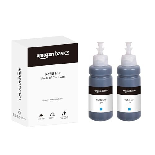 amazon basics T664 Refill Ink Bottle (Dual Pack) (70ml, Cyan)