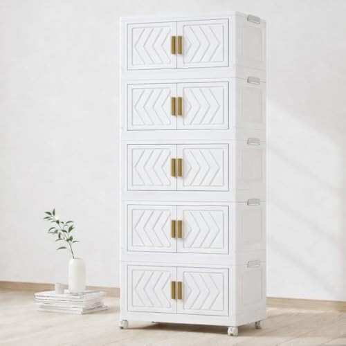 Owme Collapsible Plastic Wardrobe for Unisex | 5-Tier Multi-Layer Storage Cabinet 