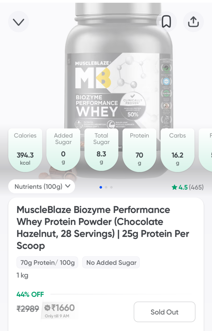 MuscleBlaze Biozyme Performance Whey Protein Powder (Chocolate Hazelnut, 28 Servings) | 25g Protein Per Scoop