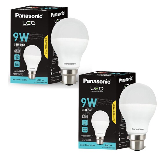 Panasonic 9 Watt LED Bulb, B22 Base 9W (Pack of 2)