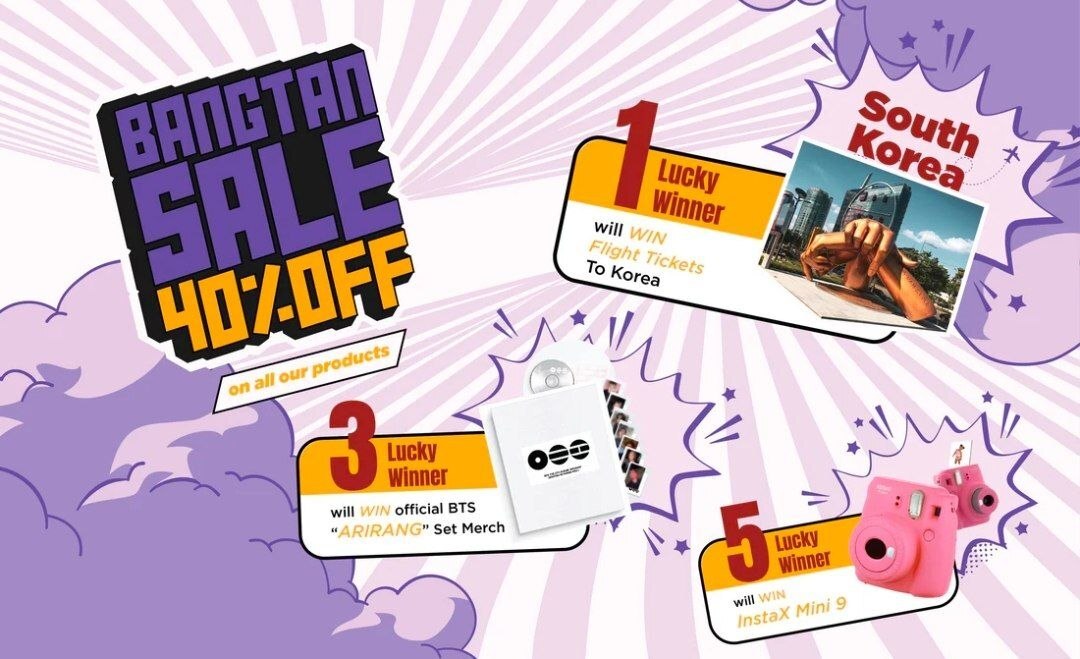 GimiMichi: Bangtan Sale: upto 40% off + Win A Trip to Korea, Merchandise & Instax Mini 9 