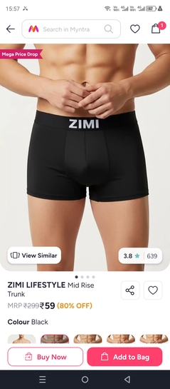 Myntra - Men's trunks @ Rs.59 size S-XL