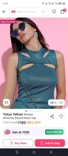 Myntra - Women's shimmer round neck top