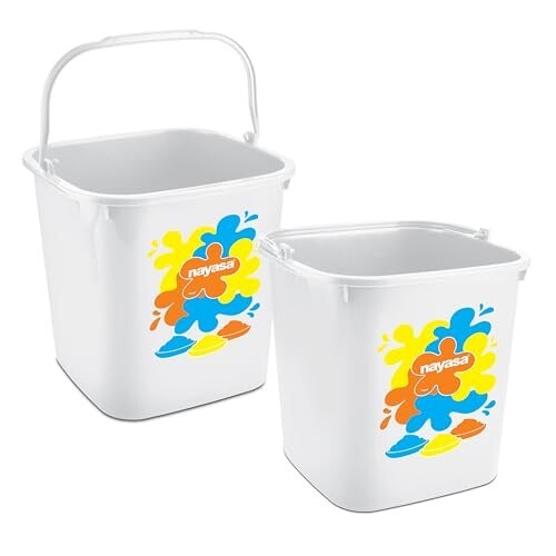 Nayasa 7.5 Litre Square Plastic Bucket, Set of 2 