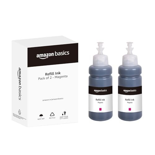 amazon basics T664 Refill Ink Bottle (Dual Pack)  (70ml, Magenta)