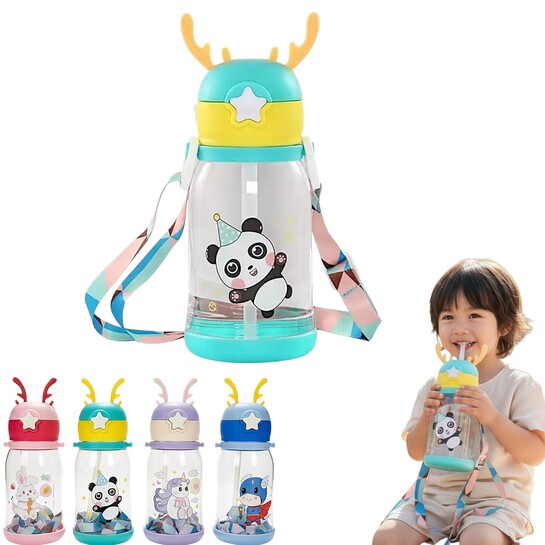Cartoon Antler Kids Water Bottle – Portable & Cute