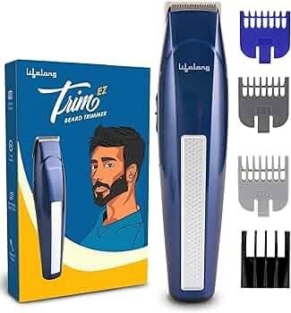 Lifelong Beard Trimmer for Man - 4 Combs, Type C Rechargeable, 1Hr Runtime