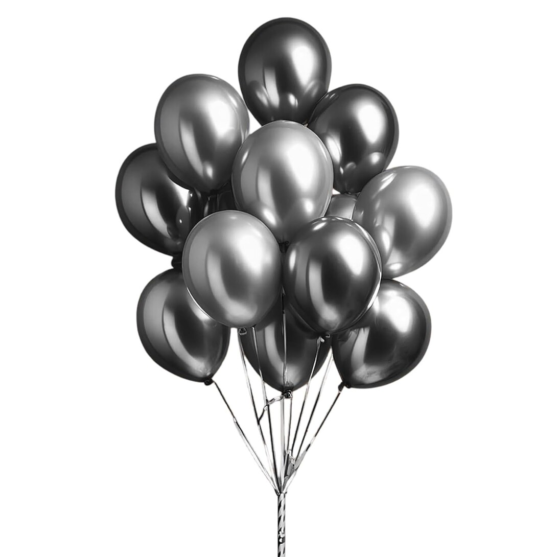 Just Party Chrome Metallic Balloons - Pack of 100 (Dark Grey)