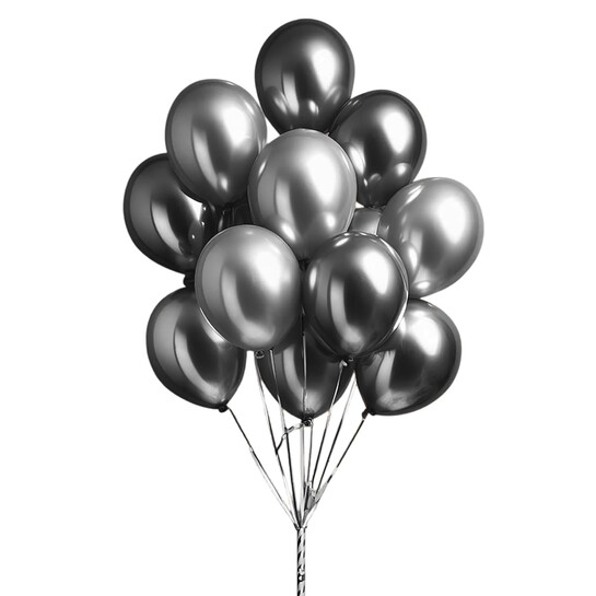 Just Party Chrome Metallic Balloons - Pack of 100 (Dark Grey)