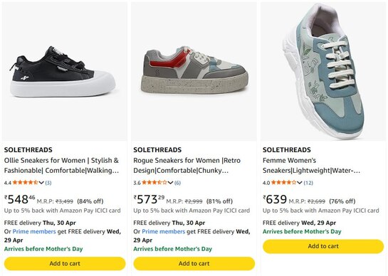 Upto 84% Off on SOLETHREADS Women's Sneakers