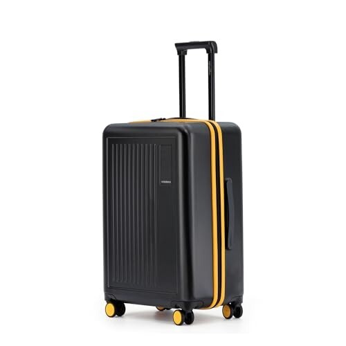 MOKOBARA The Transit Luggage|65L Capacity TSA Lock Silent Ninja Wheels Telescopic Handle Polycarbonate Hardshell|Ideal for Travel & Weekend Getaways (Black Check-in Medium)
