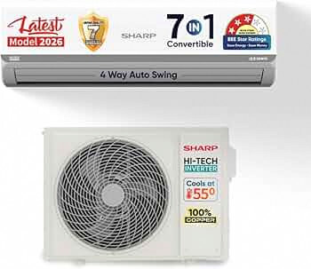 Sharp 1.5T 3 star, New Star Rated (4800W, 4 Way Swing, 100% copper, Hi Tech Inverter Compressor, 7 in 1 Convertible, Turbo cool, Dust filter) - AH-SI17V3B-GCN, White :