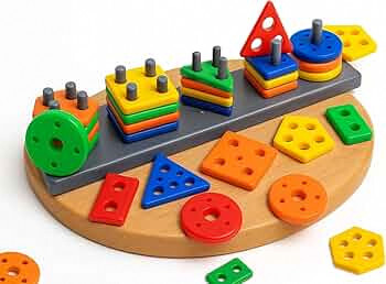 Novo Baby Smart Activity Fun&Learning Blocks Geometrics, Educational & Learning Sorter Toys, Color Choose Stacking Game for Kids Baby, 1 2 3+ Year Activity Toys (Geometric Block) 