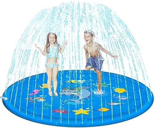 WENGTY Non-Slip Splash Pad for Kids, Thicken Sprinkler Pool Summer Outdoor Water Toys - Fun Backyard Fountain Play Mat for Baby Girls Boys Children (Multi Color)