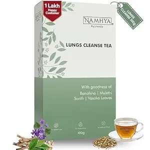 Apply 2% coupon - Namhya Ayurvedic Lungs Detox Tea | Herbal Respiratory Cleanse with Banafsha, Mulethi & Vasaka | Supports Clear Breathing, Chest Congestion Relief & Throat Comfort | Caffeine Free | 100 gram, 50 Cups