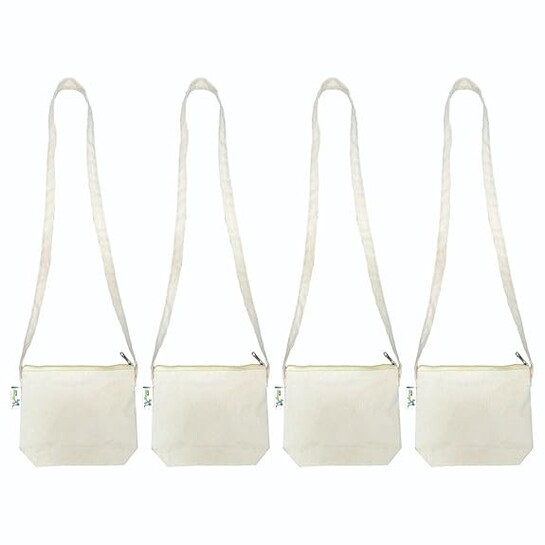 Apply 5% coupon - VantageKart Women's Cotton Canvas Beige Sling Handbag Set of 4 - Stylish, Ideal for mobile phones and Crafting workshops & Beach