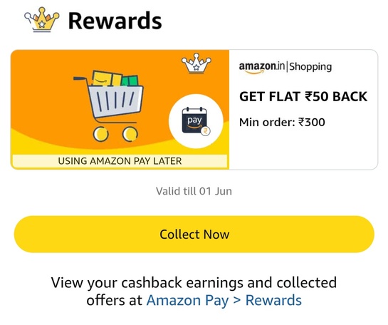 Get flat 50rs back on min. 300rs using amazon pay later (user specific)