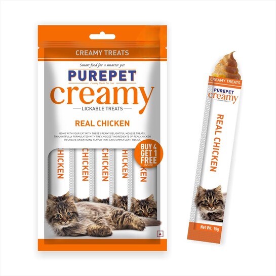 Purepet Creamy Lickable Cat Treats 375g (5 x 75g)