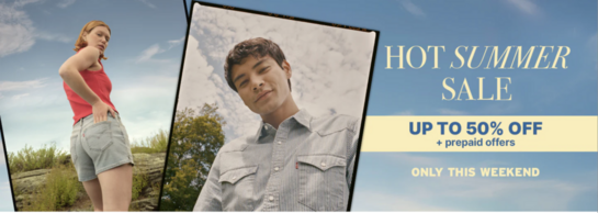 Levis - HOT SUMMER SALE | Upto 50% OFF + Prepaid Offers | Only This Weekend.