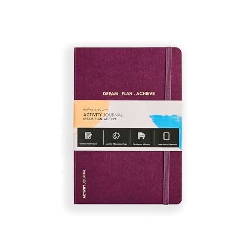 myPAPERCLIP Activity Series Dream-Plan-Achieve Journal Notebook 144 Pages, Plum