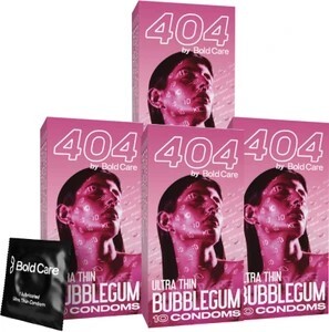 Bold Care 404 Super Ultra Thin Bubblegum Flavored Condoms For Men Condom (Set of 4, 40 Sheets)