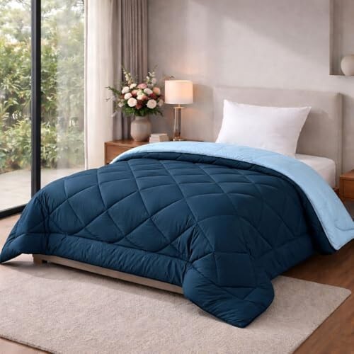 HOMEKART 220 GSM Solid Plain Reversible Summer Microfiber AC Comforter