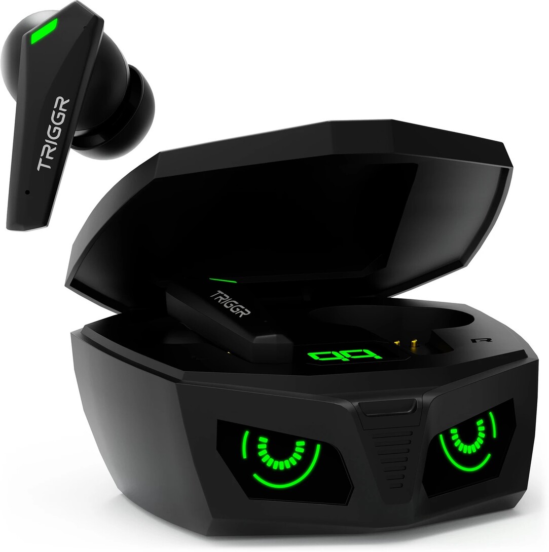 TRIGGR Kraken X1 with Battery Display, 40ms Latency, Quad Mic ENC, 40 Hr, v5.3 Bluetooth Headset 