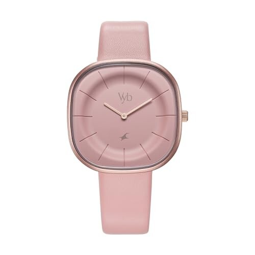 Fastrack Vyb Successor Quartz Analog Pink Dial Pink Leather Strap Watch for Girls - FV60038WL01W