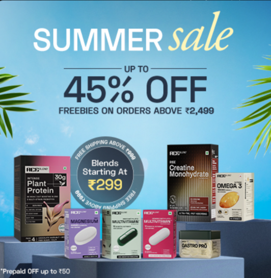 Aceblend Summer Sale - Up to 45% Off on Freebies on Orders ABove Rs.2499