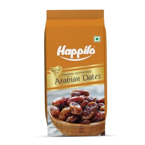 Happilo Premium Natural Arabian Dates 500g Pouch | Khajur, Khajoor ...