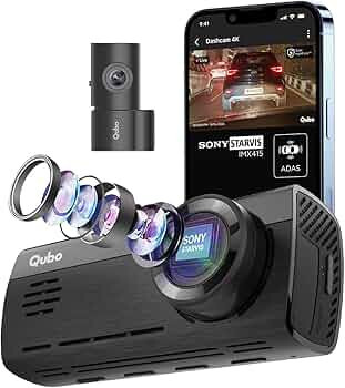 Qubo Dashcam Pro 4K [2026 Edition] | True 4K-Sony STARVIS IMX415 Sensor | Dual Channel | ADAS| NightPulse Vision|