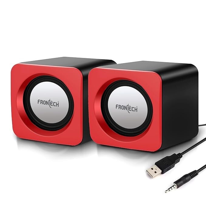 FRONTECH Premium 2.0 Channel USB Powered Speakers | 1.5W x 2 Output | AUX Input | 1 Year Warranty at ₹299 