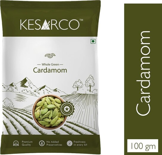 Kesarco Whole Green Cardamom, Elaichi, Kerala Origin 100 gm