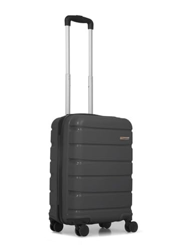 TEAKWOOD LEATHERS Unisex 8 Wheels Trolley Bag, Hard Cabin with Zipper Closure, Adjustable Push Button & Cross Side Strap, Lock System 360 Degree (55 CM, Dark Grey)