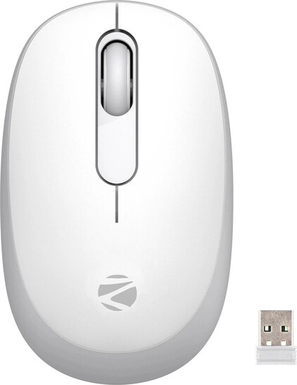ZEBRONICS Groot Ambidextrous Optical Mouse 1600DPI, Silent Ergonomic with 2 Years Warranty With Bluetooth (2.4GHz Wireless, White + Grey)