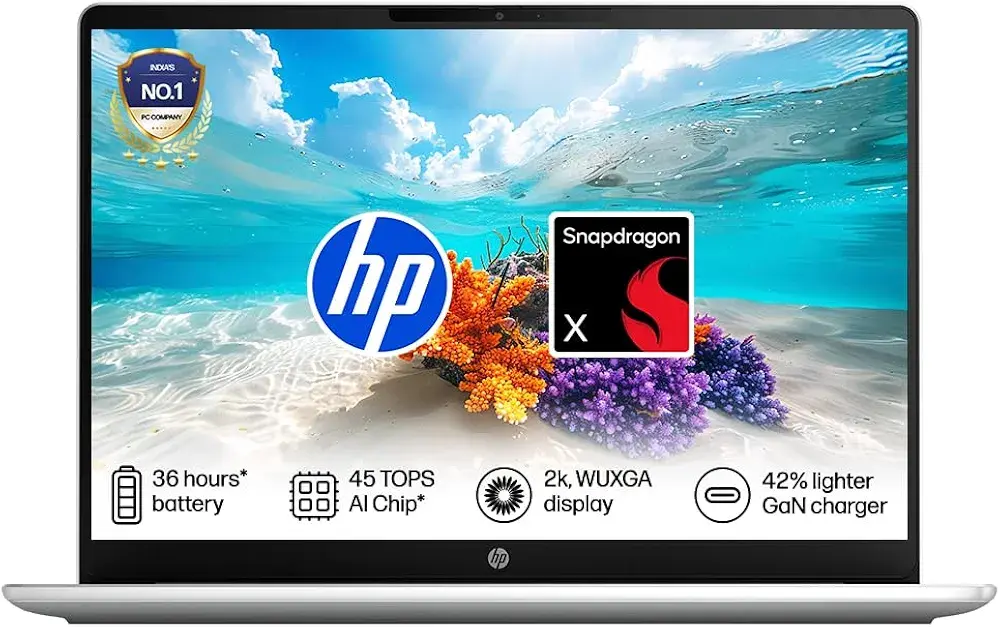 58% off on - HP Omnibook 3, Snapdragon X Processor (16GB LPDDR5x, 512GB SSD, 2K, WUXGA, IPS, 14'') AI Laptop - Rs. 61990