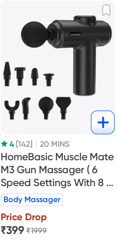 Instamart : HomeBasic Muscle Mate M3 Massage Gun – 6 Speeds & 8 ...